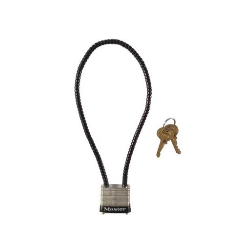 Le GUNLOCK de MASTER LOCK est approuvé en Californie, robuste avec un câble en acier tressé et un verrou à 4 goupilles, parfait pour sécuriser presque n'importe quelle arme.