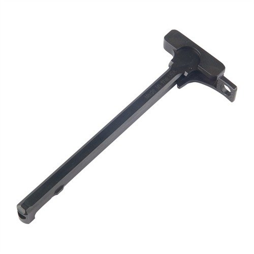Le charging handle en acier CNC pour AR-15/M16 est robuste, avec une finition phosphatée noire et un latch étendu pour une utilisation sans accroc.