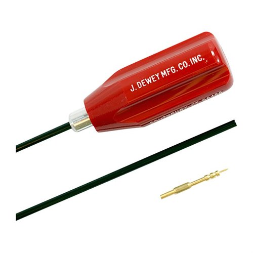 Les tiges de nettoyage Dewey de 20 cal sont en acier inoxydable poli, idéales pour les tireurs, avec jag et adaptateur inclus pour un nettoyage efficace.