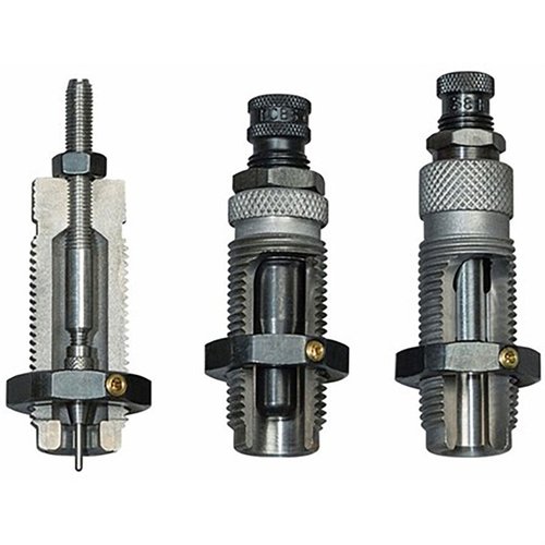 Le set de 3 dies RCBS Carbide pour 9mm Luger te permet de recharger sans lubrification, avec un die d'expansion et un die de sertissage précis.