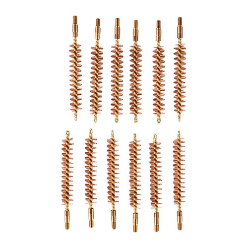 Ce pack de 12 brosses en bronze pour fusil calibre 375 est parfait pour un nettoyage efficace de ton canon, avec un filetage 8-32M pour une utilisation facile.