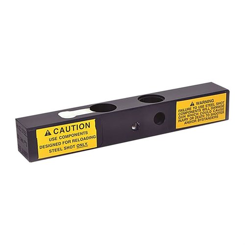 Le SINGLE STAGE PRESS STEEL SHOT CHARGE BAR te permet de recharger facilement de 7/8 oz à 1-1/2 oz de plomb, avec des tailles de #1 à #6.
