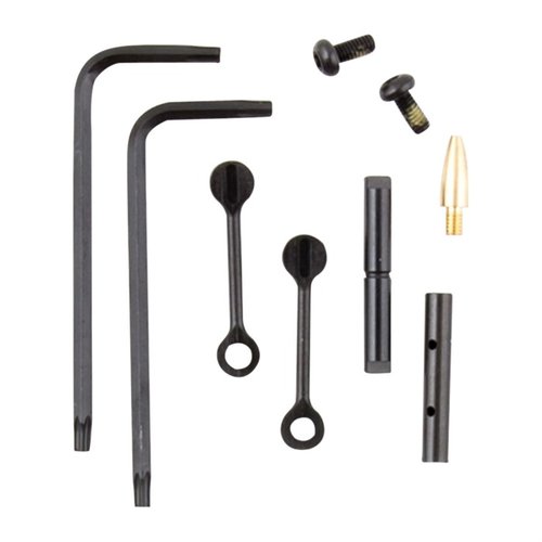 Améliore ton AR-15 avec ce set de pins non-rotatifs ultra-plat, en acier carbone, incluant tout le nécessaire pour une installation facile et précise.