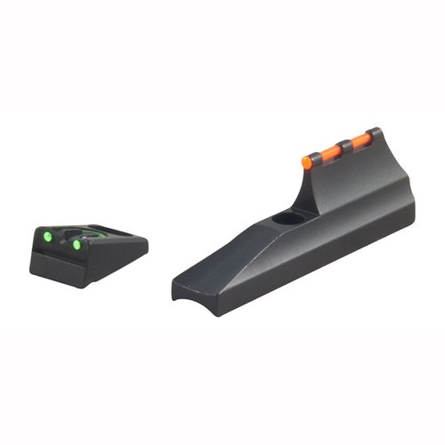 Améliore ta visée avec ce set de lunettes en fibre optique, offrant un réglage pour le vent et l'élévation, et un point rouge pour un alignement rapide.