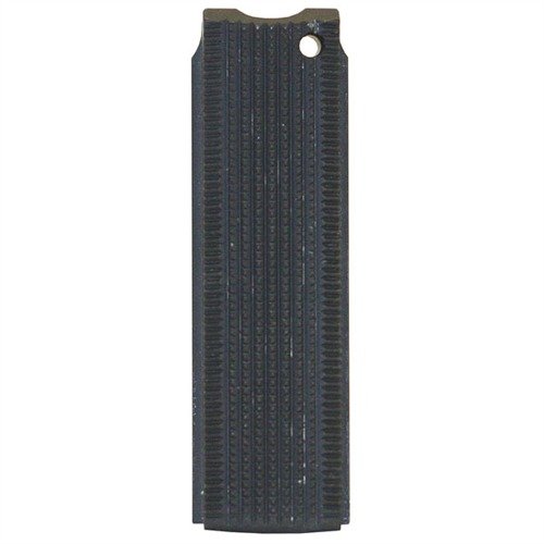 Le 1911 Mainspring Housing de Wilson Combat en acier bleu offre une prise antidérapante grâce à son checkering profond, idéal pour un maintien sûr.