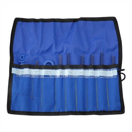 Le kit 1911 SPRING CADDY de WILSON COMBAT inclut des ressorts de recul variés, des SHOK-BUFFS et un outil pratique, parfait pour ton sac de tir.